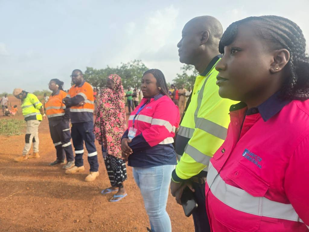 Community members and the Pamicor Burkina team at the borehole inauguration ceremony