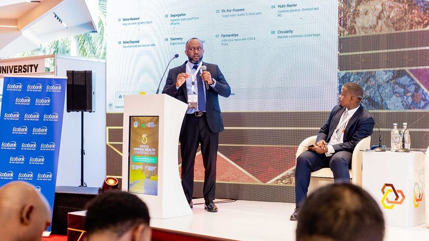 Charles Ato Arthur of Pamicor presenting at the Mineral Wealth Conference 2026 in Kampala
