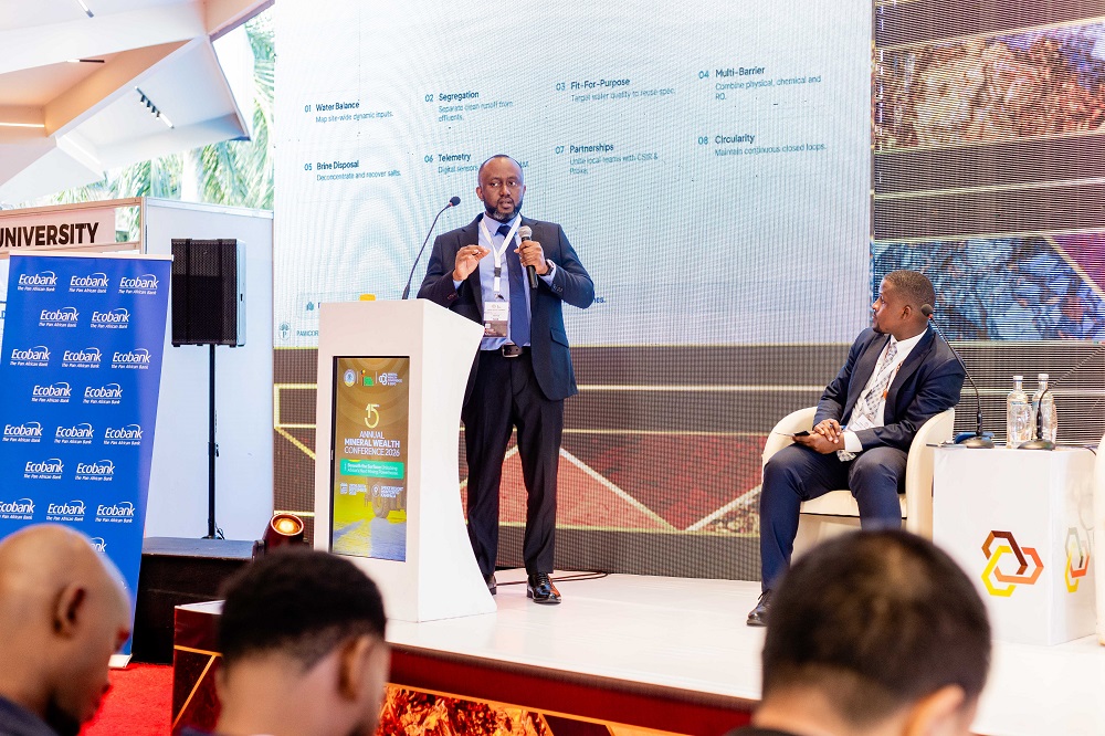 Charles Ato Arthur presenting integrated water solutions at MWC 2026, Kampala